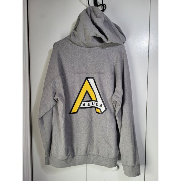 American Eagle Hoodie Sweatshirt Gray Yellow Mens SZ LG Y2k Grunge Skater - Picture 2 of 9